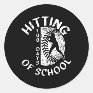 100 Tage der Baseball-Player-Lehrerin Student Runder Aufkleber