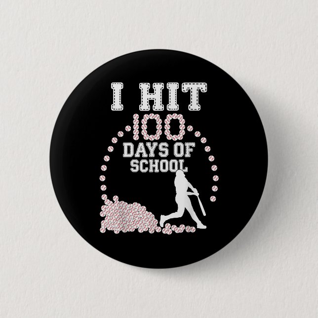 100 Tage der Schule Baseball 100. Schultag Button (Vorderseite)