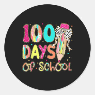 100 Tage der Schule Coquette Stift Bow Lehrer Gi Runder Aufkleber
