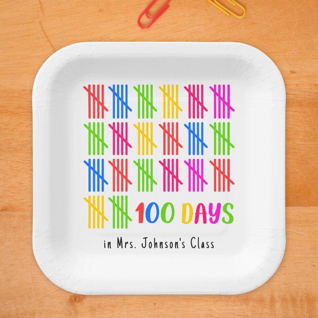 100 Tage der Schule farbenfrohe Tally Mark Pappteller (Von Creator hochgeladen)