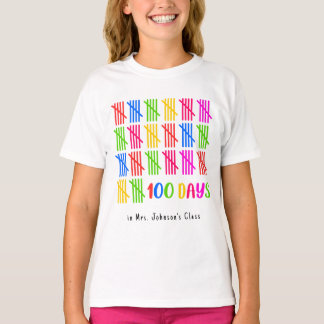 100 Tage der Schule farbenfrohe Tally Mark T-Shirt