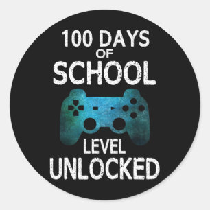 100 Tage der Schule Gamer Video Games Level Unlock Runder Aufkleber