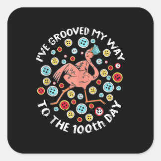 100 Tage der Schule Groove Flamingo Gesicht Maske Quadratischer Aufkleber