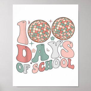 100 Tage der Schule Retro Disco 100. Tag Poster