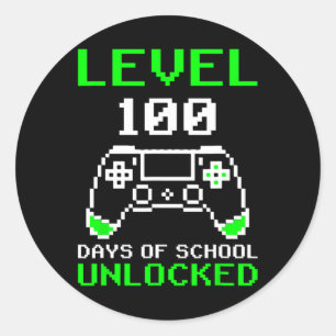 100 Tage der Schule, ungesperrte Gamer-Videospiele Runder Aufkleber