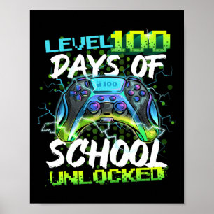 100 Tage der Schule unverschlossen Gamer Boy Girl Poster