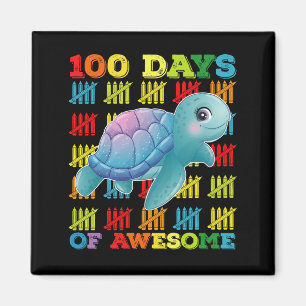 100 Tage des großartigen Schildkröte 100. Schultag Magnet