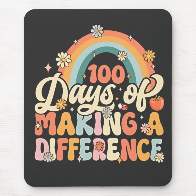 100 Tage des Unterrichtens mit Regenbogen Mousepad (Vorne)