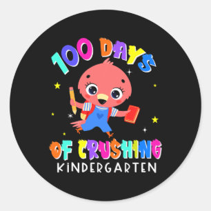 100 Tage des Zerfalls des Kindergartens Flamingo F Runder Aufkleber