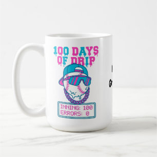 100 Tage Drip 0 Fehler Baseball-Schul-Swag Kaffeetasse
