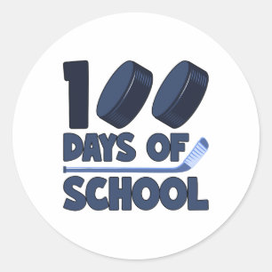 100 Tage Eishockey in der Schule 100 Tage kluger J Runder Aufkleber