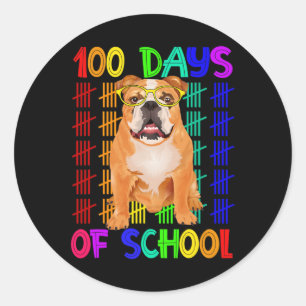 100 Tage Französischer Bulldogge mit Gles Sma Runder Aufkleber