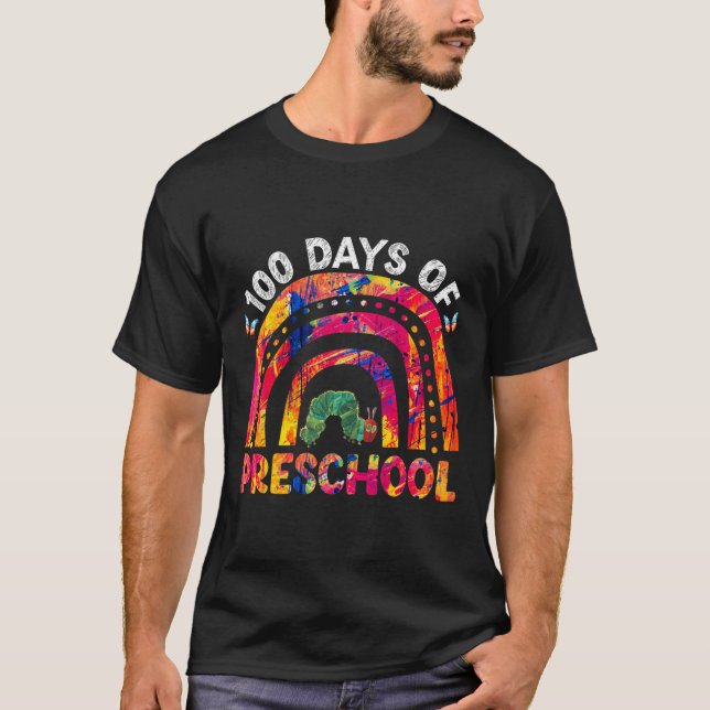 100 Tage Gefärbte Krawatte-Vorschullehrer T-Shirt (Vorderseite)