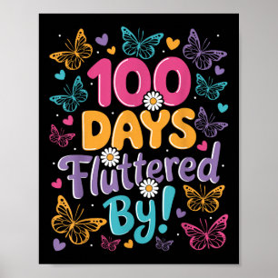 100 Tage geflatterte Kinder 100. Schultag Poster