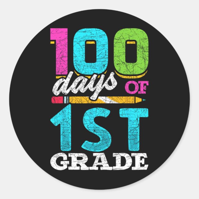 100 Tage Geschenk 100 Tage Runder Aufkleber (Vorderseite)