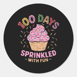 100 Tage geteilt mit Fun Cupcake 100. Tag der S Runder Aufkleber