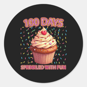 100 Tage geteilt mit Fun Cupcake 100. Tag der S Runder Aufkleber