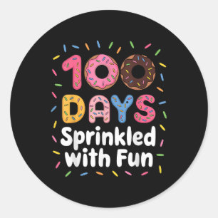 100 Tage geteilt mit Spaß Donuts 100 Tage SC Runder Aufkleber