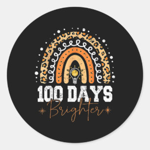 100 Tage Happy 100. Tag der Schule Rainbo Runder Aufkleber