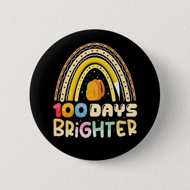 100 Tage heller 100. Schultag Lehrer Button (Vorderseite)