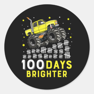 100 Tage heller Monster Truck 100 Schultage Runder Aufkleber