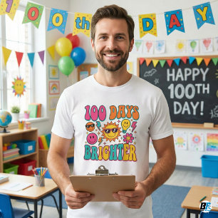 100 Tage heller Retro Groovy 100. Schultag T-Shirt