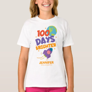 100 Tage Hellere Niedliche Rakete 100 Schultage T-Shirt