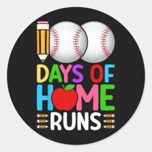 100 Tage Homeruns Bysebyll 100. Schultag Runder Aufkleber