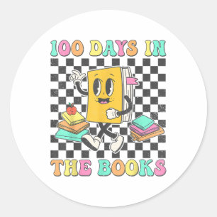 100 Tage in Büchern, die Lehrerin lesen 100 Tage Runder Aufkleber