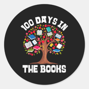 100 Tage in Büchern, die Lehrerin lesen 100 Tage Runder Aufkleber