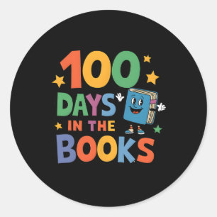 100 Tage in den Büchern, die 100 Schultage lesen Runder Aufkleber