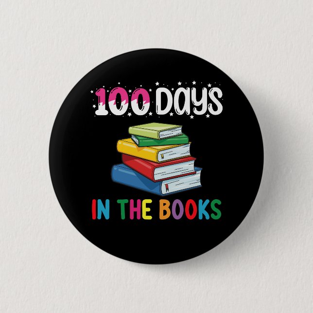 100 Tage in den Büchern Schulbibliothekarin Button (Vorderseite)