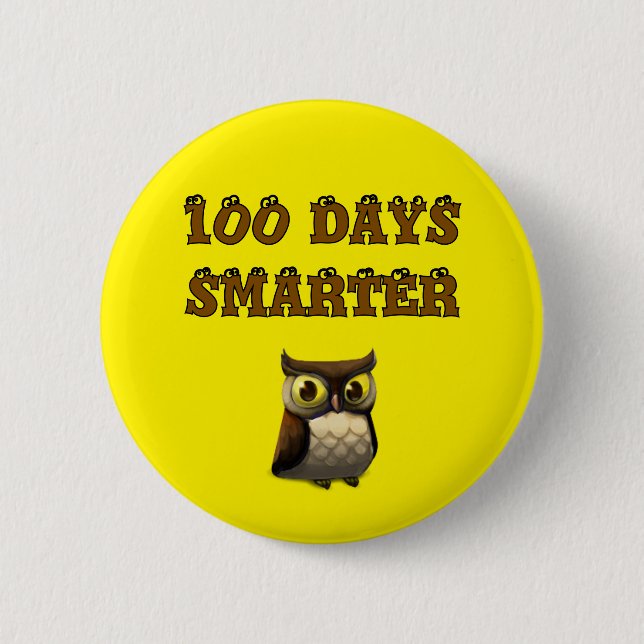 100 Tage intelligenter Eule – 100. Schultag Button (Vorderseite)