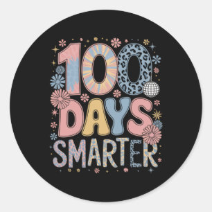 100 Tage intelligenter Frohes 100. Schultag Kinder Runder Aufkleber
