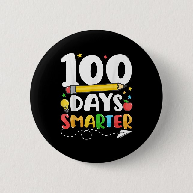 100 Tage intelligenter glücklicher 100. Schullehre Button (Vorderseite)