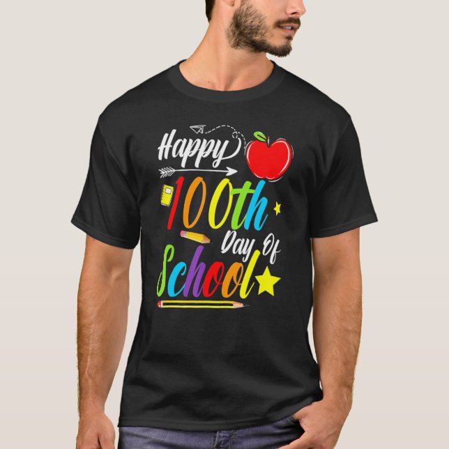 100 Tage intelligenter glücklicher 100. Schullehre T-Shirt (Vorderseite)