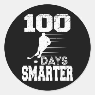 100 Tage intelligenter Hockey-Sport 100. Schultag Runder Aufkleber