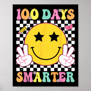 100 Tage intelligenter Retro-Lächeln Gesicht Lehre Poster