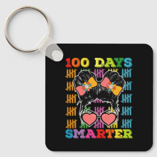 100 Tage intelligenterer Messy Bun 100. Schultag Schlüsselanhänger