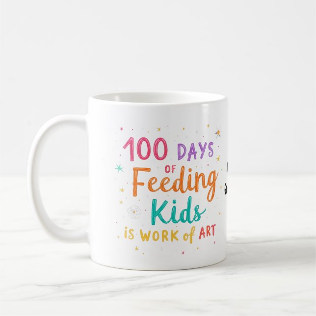 100 Tage Kinderernährung sind ein Kunstwerk:  Kaffeetasse (Links)