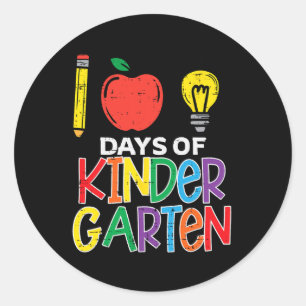 100 Tage Kindergarten Apple 100 Tage Lehrer Runder Aufkleber