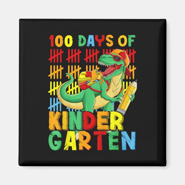 100 Tage Kindergarten Dinosaurier 100. Tag Magnet (Vorne)