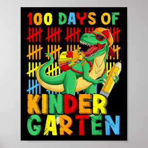 100 Tage Kindergarten Dinosaurier 100. Tag Poster