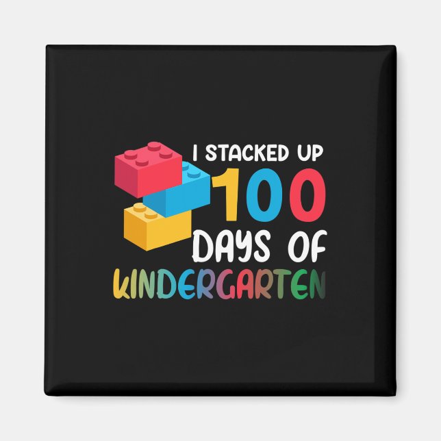 100 Tage Kindergarten-Gebäude-Block Magnet (Vorne)