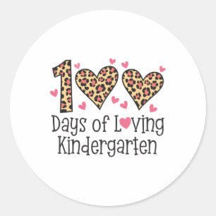 100 Tage Kindergarten Herz 100. Tag Runder Aufkleber