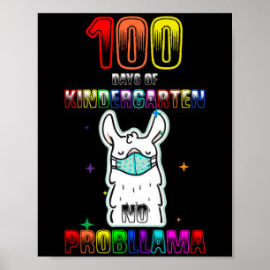 100 Tage Kindergarten No Probllama Llama Poster