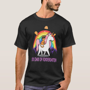 100 Tage Kindergarten Regenbogen Katze Einhorn Für T-Shirt