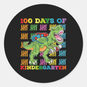 100 Tage Kindergarten T Rex Dinosaur Schule Runder Aufkleber