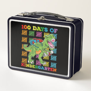 100 Tage Kindergarten T-Rex Dinosaurier Schule Metall Brotdose