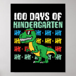100 Tage Kindergarten trex Dinosaurier 100 Tage Poster